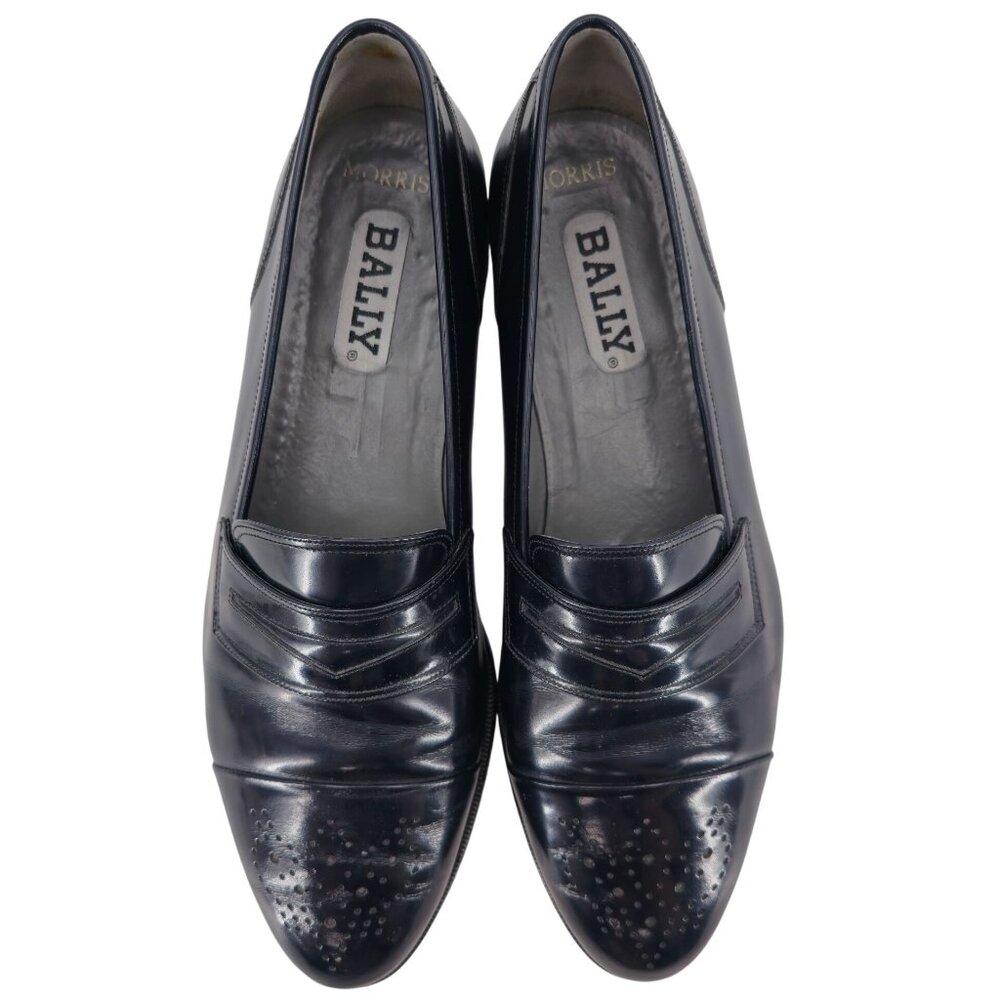 Vintage Bally Italy Navy Blue Leather Dress Shoes Mens 11.5 Penny Loafers Morris - Picture 2 of 11